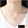 Anhänger Halsketten Vier Klauen Runde Diamant Halskette 925 Silber Überzogene Mode Kaninchen Ohr V Brief Frauen Zirkonia Choker Statemen Dhopy