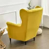 Krzesło Covery Velvet Wingback Cover żółty 2 -częściowy nordycki rozciąganie spandex skrzydło