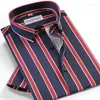 Men's Casual Shirts Men's Summer Style Short Sleeve Multi-Color Striped Shirt Pocket-less Design Standard-fit Button-down Collar