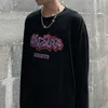 남자 T 셔츠하라 주쿠 하이 스트리트 긴 소매 티셔츠 스프링 가을 펑크 편지 한국어 트렌드 착용 유니에 섹스베이스 셔츠 탑
