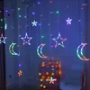 Strings Moon Star Curtain światła Eid Mubarak Lampa LED Fairy String Garland Walentynki Walentynowy Dekor Wedding Room Decor