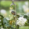 Gräsmattor Solvattenskran Ljus med blomkruka LED -flödande metallträdgårdshög Utomhusanläggningar för droppleveransljus Ligh DHSSV
