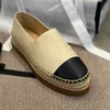 8A Luxurys Casual Shoes Women Espadrilles Summer Ladies Flat Beach Half Slippers Fashion Woman Loafers Fisherman Canvas Shoe With Box Storlek 35-40