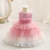 Girl Dresses Baby Dress 1 Year Birthday Mesh Cake Layers Gown For Kids Children Wedding Evening Formal Party Gauze 1-4T