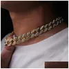 Catene Iced Out Bling Strass Sier Finitura dorata Miami Cuban Link Chain Collana 15Mm Mens Gioielli Hip Hop 16 18 20 Drop Delivery Dhv5E