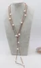 Chains Freshwater Pearl White/black /brown Egg /round 9-11mm Brown Leather Necklace 63inch Nature Handmake Wholesale FPPJ