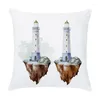 Pillow Cartoon Sailing Air Balloon Lighthouse Cover Peach Skin Pillowcase Sofa Home Decor