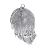 Kvällspåsar Tassel Fashion Women Beaded Diamond Party Bag Bridal Wedding Round Ball Wrist Clutch Purse Handväska 2022