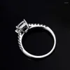 Cluster-Ringe BOEYCJR 925 Silber Sharp Prongs Princess Cut 1ct 5,5 5,5 mm D Farbe Moissanit VVS Verlobung Ehering für Frauen