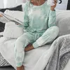 Tweedelige broek van dames 2 pc's/set vrouwen tracksuit tie-dye contrast kleur sweatshirt broek pakken trekkoord elastische taille zakken o nek