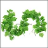 Decorative Flowers Wreaths 12Pcs/Bag Green Artificial Hanging Vine Leaf Garland Plants Leaves Diy For Home Bathroom Decoration Gar Otap9