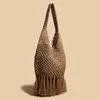 Evening Bags Fashionable Fringe Straw Rattan Braid Handbags Ladies Designer Luxury Handmade Paper Shoulder Crossbody Summer Beach