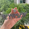 Goudzilverkleur Iced Out Custom Name Cursive Letters hanger Nacklace met 3 mm 24inch touwketen voor herenhip sieraden