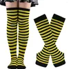 Frauen Socken Mode Gestreifte Lange Sexy Oberschenkel Hohe Strümpfe Und Handschuhe Cosplay Halloween Festival Streifen Set