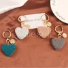 Creative 6 Color Full Rhinestone Heart Key Chains Couple Peach Heart Car Keychain Women Handbag Pendant Keyring Gift DE925