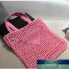 Vrouwen handtas zomer nieuwe eenvoudige strawt tas strandtassen handgeweven vrouw schoudertas zoete holte gehaakte 298q