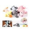 Dog Toys Tuggar söt husdjurskatt plysch Squeak ljud hundar roliga fleece hållbarhet tugga molar leksak passar för alla husdjur elefant anka homefavor dhm8h