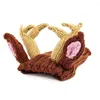 Vêtements de chien chaud drôle Halloween Elk coupe-vent chapeau tricoté chapeau pour animaux de compagnie Costume de noël en forme de coeur animaux de compagnie fournitures pour chiens