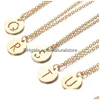 Pendant Necklaces Gold Plated Initial Letters Men Women 26 Az Alphabets Stainless Steel Pendants For Girls Fashion Link Chain Drop D Dhnks