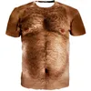 メンズTシャツSONSPEEファッション3D Tシャツ面白い胸毛筋肉短袖ハラジュクスプーフィングモンキーフェイスティー
