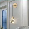 Appliques Murales Moderne Minimaliste Cristal Lampe Salon Chambre Bedsize Diamant Conception Cuivre Lumière Appliques Drop Delivery Lights Light Dhzbk