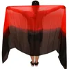 Stage Wear Velo di danza del ventre in vera seta 250/270 114cm Colore sfumato Nero Rosso Accessori tinti a mano I veli possono essere personalizzati