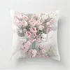 Pillow 45x45cm Pink Rose Flower Pillowcase Nordic Style Wedding Bed Lumbar Seat/Back Cover Polyester Case Home Decor