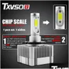 Car Headlights Txvso8 Led Headlight D1S D3S 20000Lumens High Beam 6000K White Super Bright 2Pcs Easy Installation Light Drop Deliver Dh7Sf