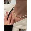 Chokers Famous British Designer Pearl Necklace Choker Chain Letterv Pendant 18K Gold Plated 925 Sier Titanium Jewelry For Women Me321f