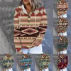 Camisolas femininas outono feminino e inverno Casaco Western Ethnic Print Sweater Blank Sweatshirts Mulheres Zip Front Capuz