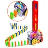 Elektrischer Zug mit Licht und Musik 80 PCs Dominoblöcke Set Plastic Kids Construction 4 Farbe Kinder kreatives Spielzeugspiel Bildungsspiel