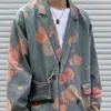 Mäns kostymer hösten koreansk blomma blazer herr mode affärsansvarig klänning jacka män streetwear vilda lösa kostym jackor mens m-2xl