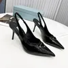 Chaussures décontractées de marque femmes en cuir brossé Slingback pompes chaussures à talons hauts bout pointu pompes dame talons sandales