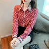 قميص Polos Plaid للسيدات Blusas Tops Women's Spring Autumn Retro Retro Long Sleeve Longly Blouse