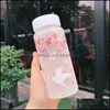 Vattenflaskor kreativa k￶rsb￤rsblommor frostade glasflaska kawaii ren f￶r flicka s￶t rosa b￤rbar sport dryck droppleverans ho otajr