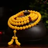Strand Chicken Butter Yellow Beeswax Bracelet 108 Old Prayer Beads Ambe R Necklace Sweater Chain Matching Certificate