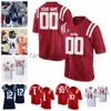 NCAA personnalisé Ole Miss Rebels maillots de football universitaire Eli Manning maillot Donte Moncrief Mike Wallace Evan Engram Achie Manning maillots cousus