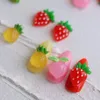 Tırnak Sanat Dekorasyonları 10 PCS Takım Çilek Ananas Reçine Reçine Meyve Şeklinde Taşlar Kawaii Slime Takı İçin