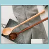 Spoons Long Spoon Wooden 33Cm 13 Inches Natural Wood Handle For Soup Cooking Stirrer Kitchen Tools Sn4337 Drop Delivery Hom Homefavor Dhuki