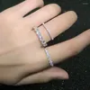 Cluster Rings Small Moissanite Loose Stone Tail Ring S925 Sterling Silver Fine Jewelry For Women 0.1ct 0.05ct Total 7 Pieces