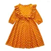 Meisje jurken peuter kinderen babymeisjes ruche polka dot prinses feestjurk kleding outfits voor 5 jaar oud