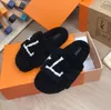 Vintersandaler tofflor designer flip-flops mode icke-halk kvinnlig plysch faux päls lyx varumärke inomhus varm bomullsbogs trend fast färg liten doft