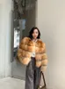 Women's Fur Luxury Red Natural One Coats Jackets Women's Thick Warm Genuine