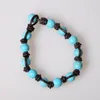 Strand Blue Stone Bracelets Knotted Beaded Leather Jewelry For Couples 10 Mm Round Bangles Men Women Fashion Birthday Gift