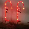 Christmas LED Lamps Ornaments Fairy Lights Crutch Light Pathway Candy Cane Solar For Driveway Backyard Xmas Walkway Yard