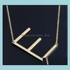 Pendant Necklaces Women Fashion Sideways Personalized Az Letter Name Initial Gold Sier Plated Stainless Steel Necklace For Girls Gif Ot63V