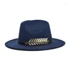 Boinas 2022 Alta Qualidade Vintage Clássico Feltro Jazz Fedora Hat Big Brimmed Cloche Cowboy Panamá Para Mulheres Masculinas Bowler Fedoras