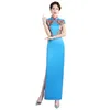 Etniska kläder gamla Shanghai Party Cheongsam Vintage Chinese Style Spring Long Evening Dress Oriental Woman Elegant Qipao Vestido Plus Size