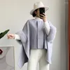 Manteaux de fourrure en laine véritable de style poncho coréen pour femmes