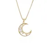 Chaînes Mode Américaine Véritable Plaqué Or Pic Lune Pendentif Collier Bijoux Micro-incrustés Pour Femmes Souhait Bien Se Vendre.